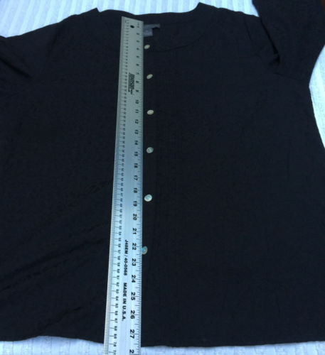 Magellan's Women Pleated Front Textured Button Up Shirt Tunic XL Black Lagenlook - Picture 6 of 8