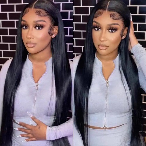 13X4 Lace Front Human Hair Wigs 360 Remy Brazilian Bone Straight Glueless - Imagen 10 de 18