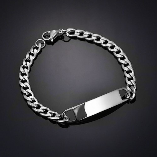 Stainless Steel Personalized Engrave Letter Name Bracelet Women Men Bracelets - Picture 17 of 22