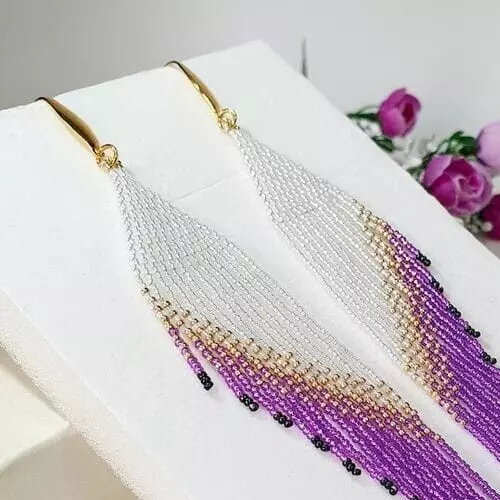 Pendientes Tribales Nativos Grandes Boho Americanos Semilla Cuentas Hecho a Mano Pendiente Foto 4 de 4