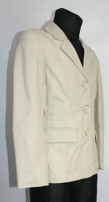 COBAN IMPRESSO 90s Vintage Soft Leather Jacket Coat Womens Casual Beige Size M  