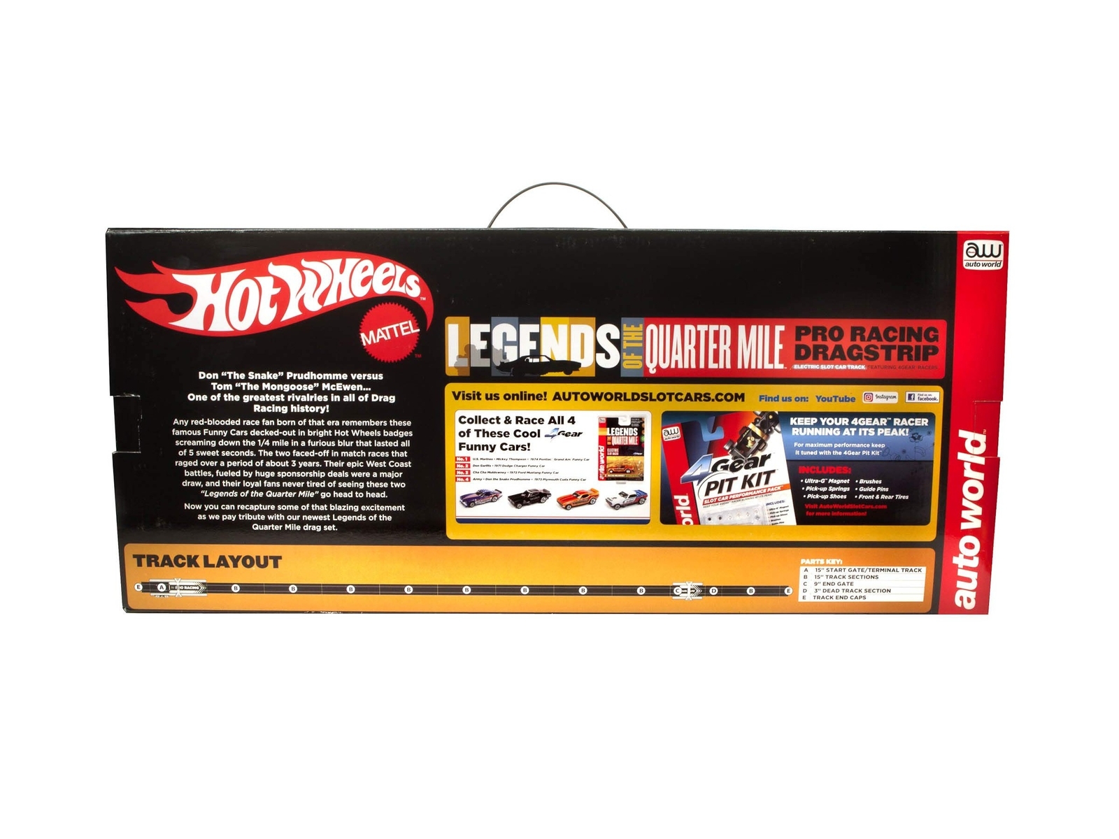 Auto World Hot Wheels Slot Car Racing Set Snake v. Mongoose 13 Foot