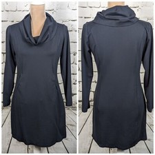 SAHALIE Athleisure Dress Navy Blue Pockets Cowl Neck Stretch Sporty Size PS