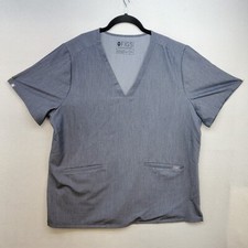 FIGS Top Women's Size XXL Gray Technical Collection Casma 3 Pocket V Neck