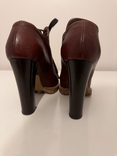 Botas D&G Dolce Gabbana Cuero Tacón Bloque EU38 UK5 - Marrón Borgoña - Imagen 4 de 8