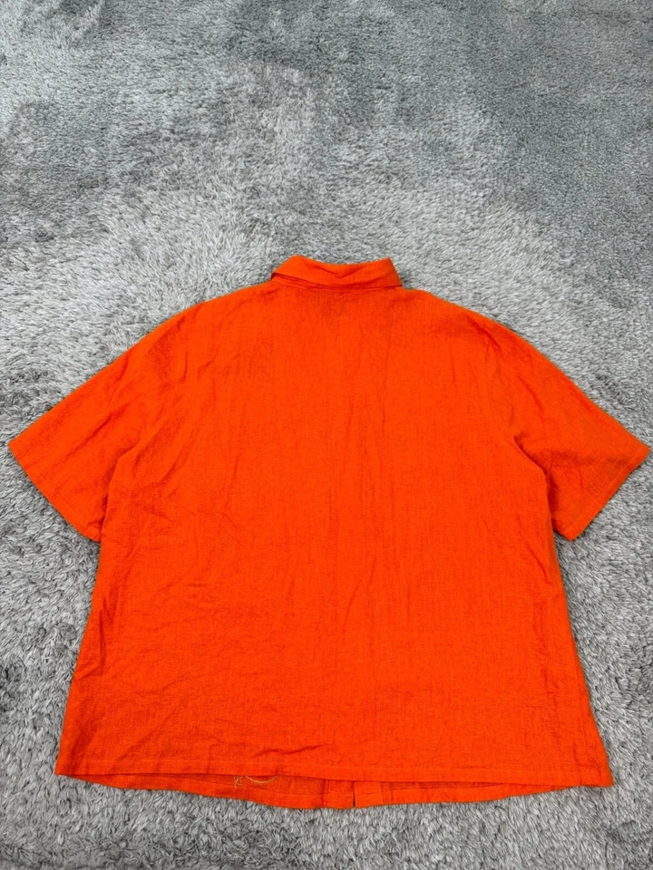 Blusa John Paul Richard Uniforme Top Mujer 1X Naranja Lino Floral Bordada Foto 2 de 4