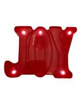 Joy Christmas 5 LED Light Up Red Decorations Indoor Home Decor Plastic Vintage