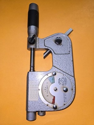 Etalon, Switzerland,  0-1   Indicating Micrometer 0.00005 VERY NICE w/ wood case