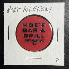 Moe’s Bar & Grill. Point Allegany, PA. One Side Blank. Red Token HS354