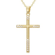 Eaxiet Gold Cross Necklace for Women Elegent 14k Large, Yellow