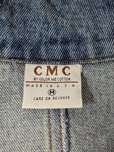 VTG CMC Denim Blue Long Oversized Jean Blazer Jacket Womens Medium Made in USA - Picture 8 of 9