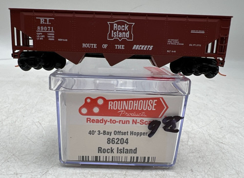 Tren Roundhouse escala N 86204 40' 3 bahías tolva desplazada Rock Island RI 89071 | Zustand: Used