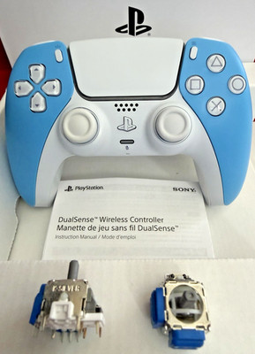 Sony PS5 DualSense Controller Custom Build Blue/White W/K-Silver TMR Joysticks