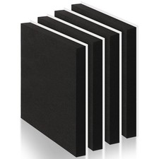 4 PCS 12x12x1 Inch Black Neoprene Foam Padding Sheet Adhesive Backing