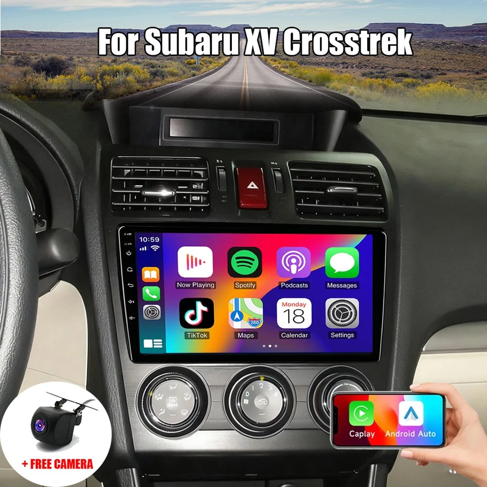 Para Subaru XV Unidad Principal Crosstrek Android CarPlay Coche Estéreo Radio Reproductor GPS 9" Foto 2 de 4