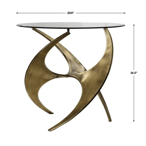 Uttermost Graciano Contemporary Metal and Glass Accent Table in Gold - Picture 3 of 3