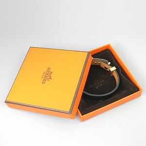 Hermes Mini Dog Single Leather Bracelet Black Unisex