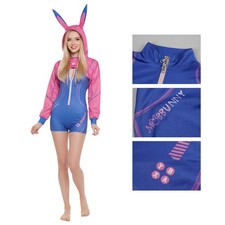 Game Overwatch Dva Bunny Girl Cosplay Costume Women Cute Hoodies Bodysuit Suit