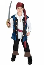 Pirate King Of The Seven Seas Small 6/6X Boys Costume Blue Black Maroon