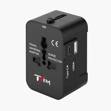 Universal Travel Adapter Worldwide USB-C, USB-A Ports All in One Internatio...