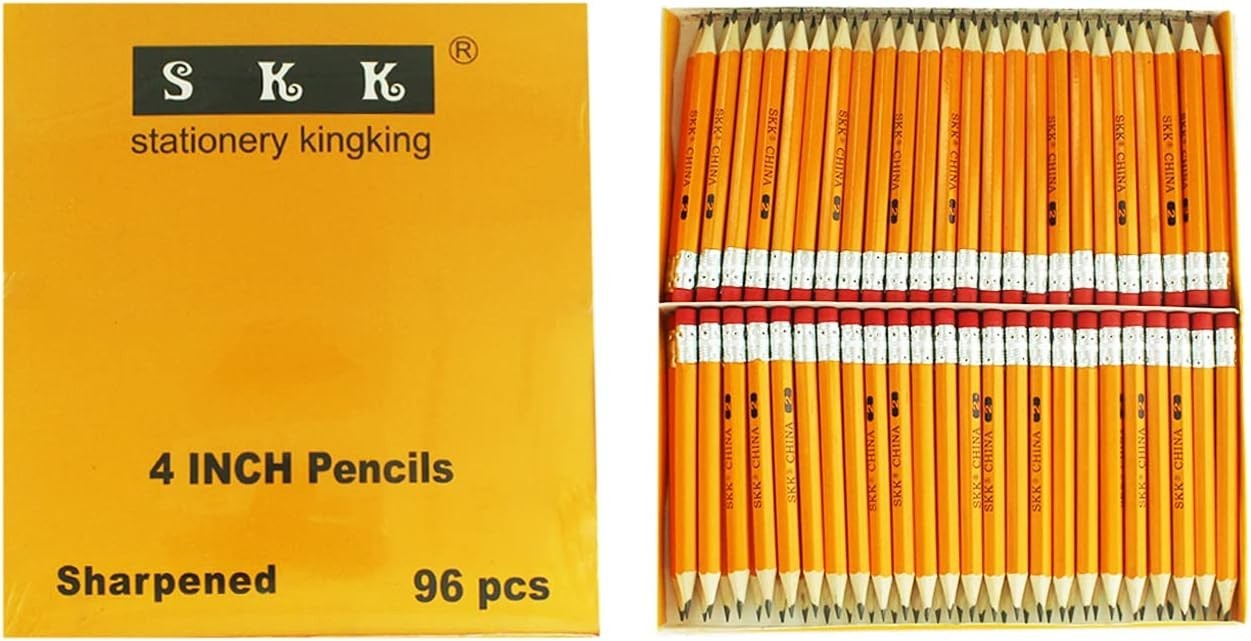 S With Eraser Tops, Golf Pencils, 4 Inch, Classroom,