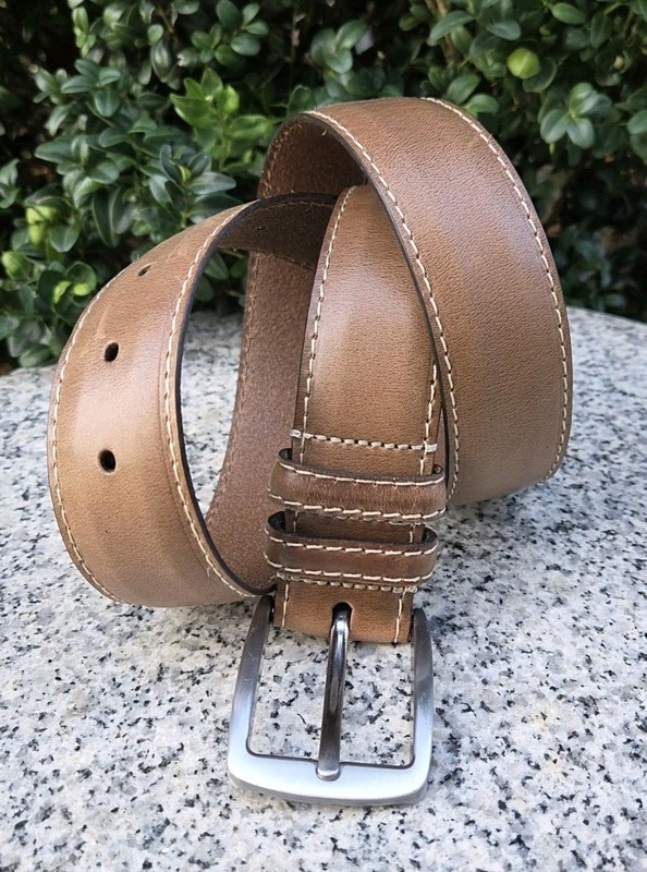 Allen Edmonds Yukon Casual  1019519 Beige/Natural Brown Leather Belt Size : 34