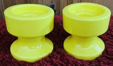 Vintage set 2 Royal Haeger 3” Yellow Alrun Guest Candlestick Holder Atomic MCM