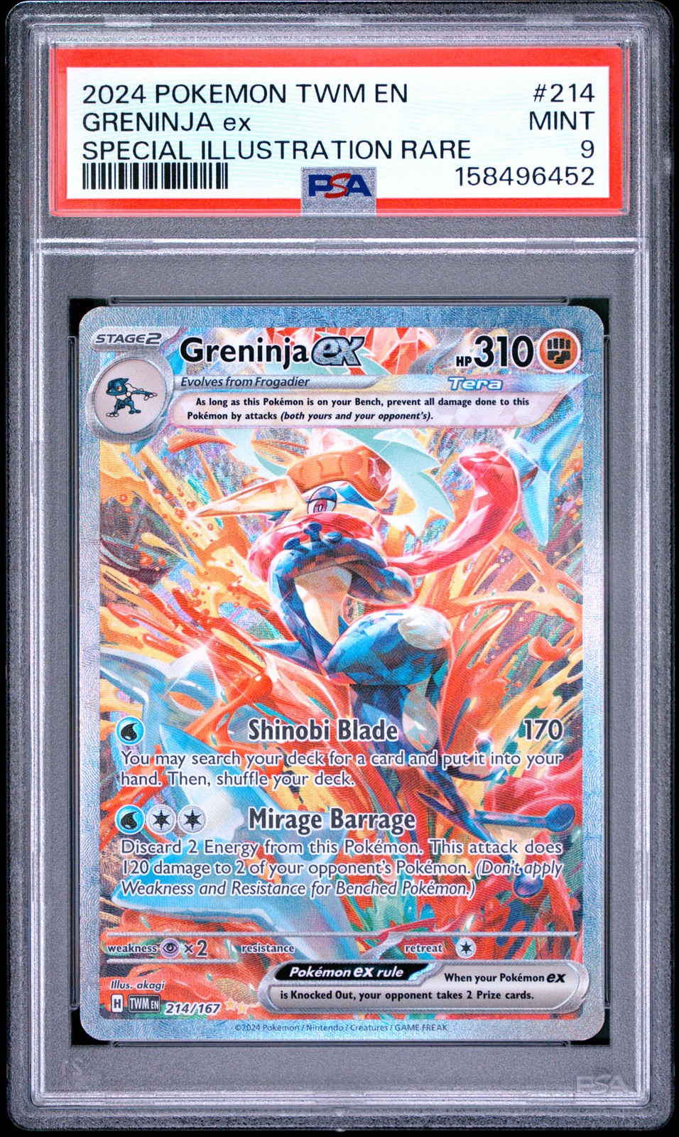 PSA 9 Greninja Ex Special Illustration 214 2024 Pokemon Twilight Masquerade 6452