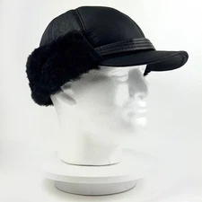 Handmade Sheepskin Leather Winter Aviator Cap with Foldable Shearling Ear Flaps