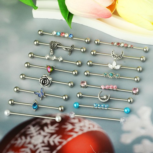 14G Stainless Steel Industrial Barbell Earring Cartilage Body Piercing Jewelry 3 - Picture 4 of 5