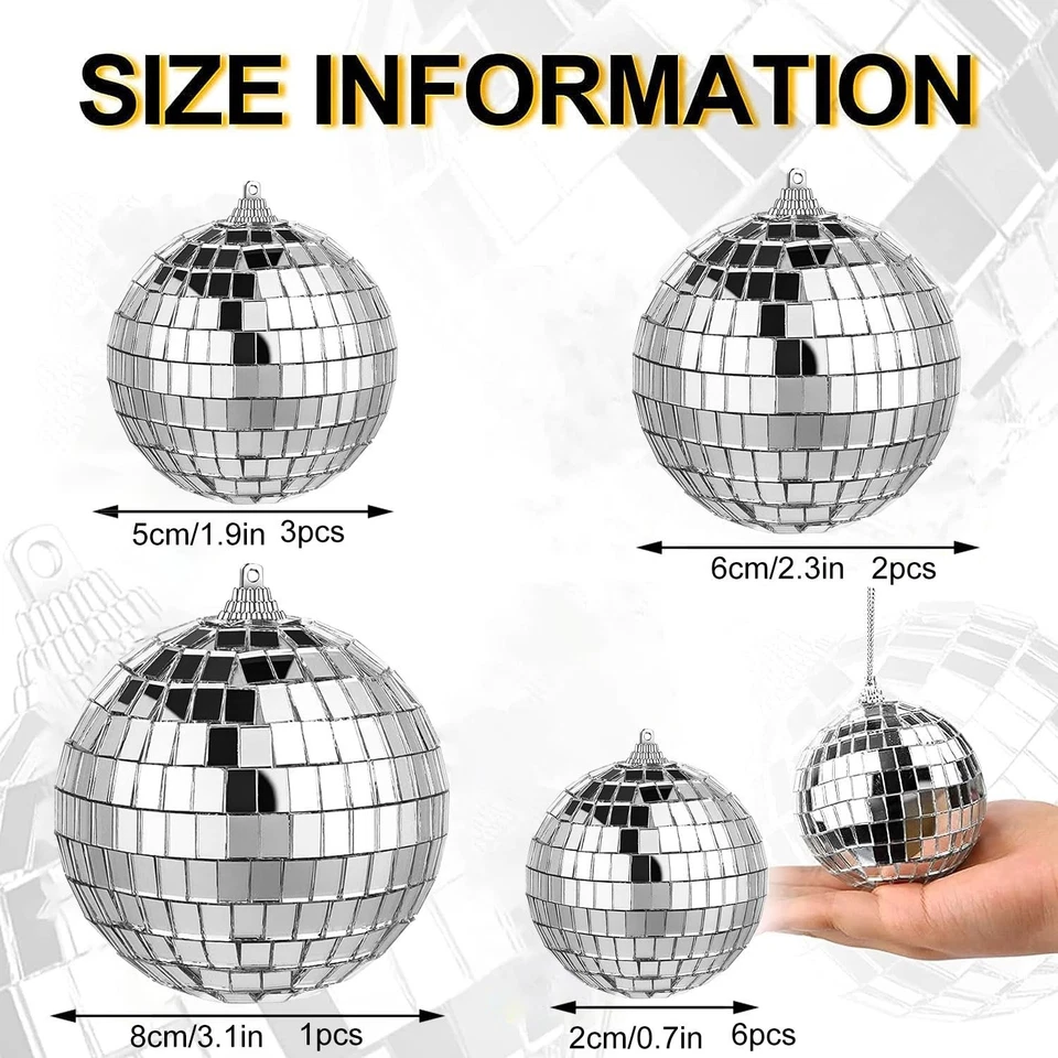 Klein Spiegelkugel,12Pcs Mini Discokugel,Silberne Hängekugel,Silber Discokuge... - Bild 2 von 4
