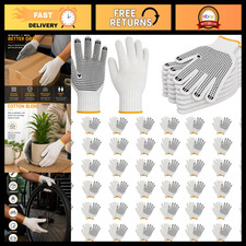 48 Pairs Non-Slip PVC Dotted Knit Work Gloves for Men & Women - Comfortable Gene