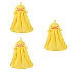 3pcs Animal Hand Towel Super-absorbent Cartoon Hanging Washcloth (Yellow )
