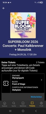 Superbloom Concerts 2026 PAUL KALKBRENNER + MONOLINK 2X TICKETS 