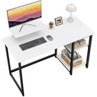 Home Office Schreibtisch 100cm Weiß mit Regalen und Metallgestell moderner PC...