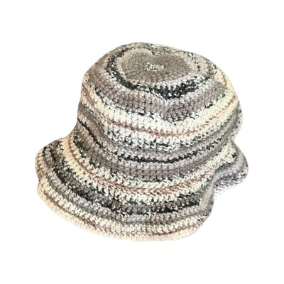 Handmade Crochet Bucket Hat Boho Kidcore Beach Gray Brown  Cloche Summer Coastal Handmade Crochet Bucket Hat Boho Kidcore Beach Gray Brown  main image 2