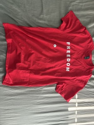Freedom Tshirt Unisex red Short Sleeve Cotton Tee L