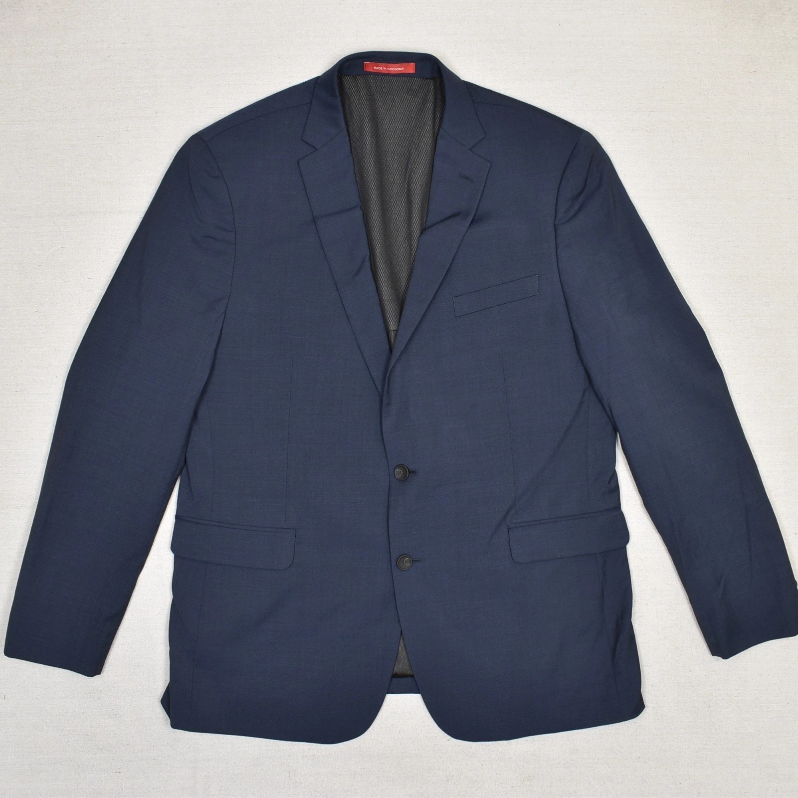 Kenneth Cole Men Two Button Sport Coat Jacket Wool Blue Size 46L Slim Awareness