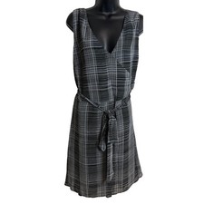 A.N.D New Day Plus Shift A-Line Dress 4X Black White Grid Sleeveless V Neck New