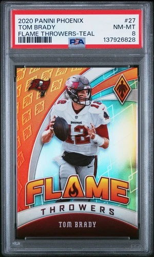 2020 PANINI PHOENIX FLAME THROWERS TEAL #27 TOM BRADY 97/175 PSA 8