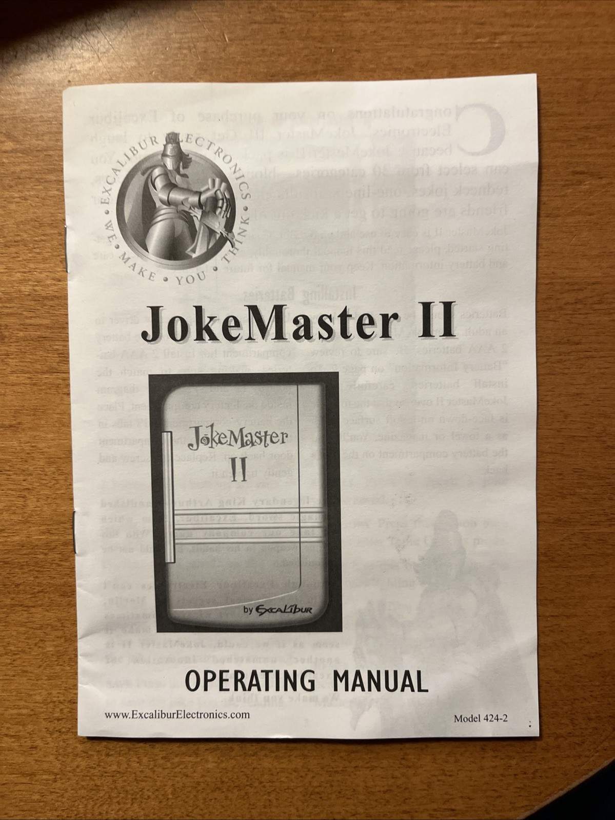 Electronic Handheld Joke Master II By Excalibur Electronics With Box Manual