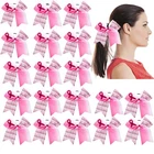 20 PCS 7 Inch Breast Cancer Awareness Cheer Bows Pink Ribbon Hair Elastic