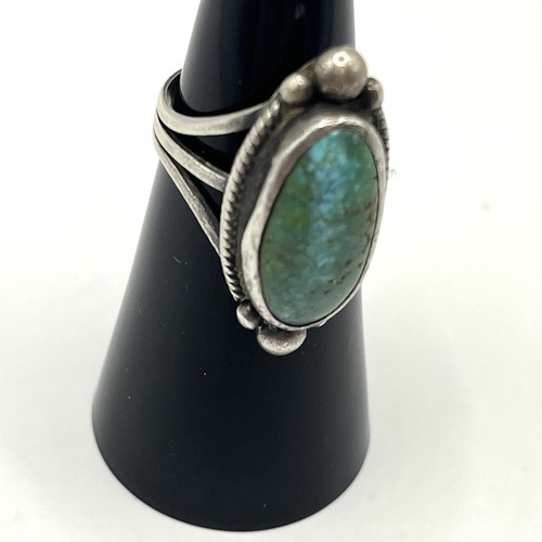 Navajo Signed Cortez H VS Sterling Silver Turquoise Ring Size 5.5 - Picture 11 of 14