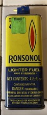 VINTAGE Ronsonol Lighter Fluid 4.5oz 49 Cents Yellow Blue Can USA Made EMPTY