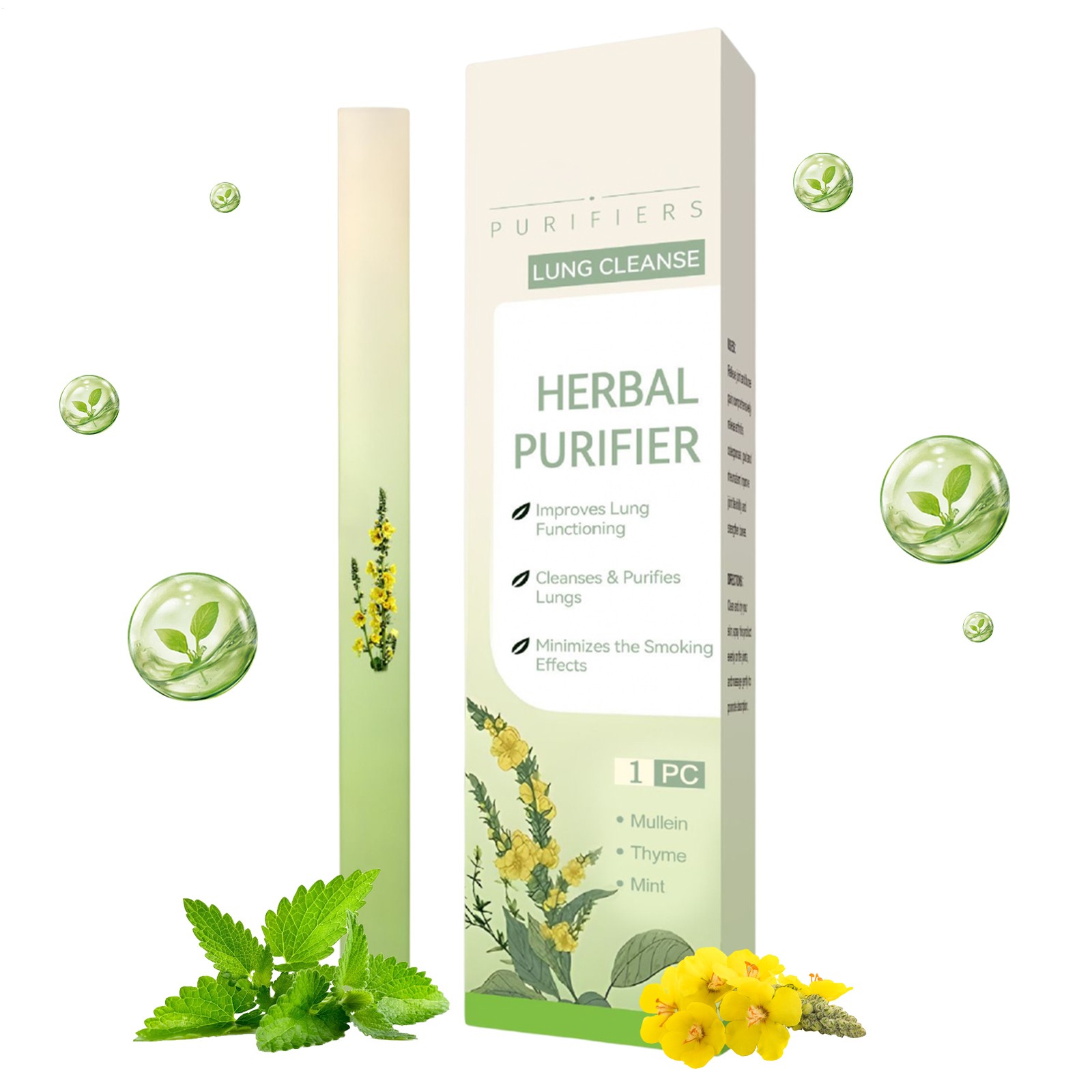 Herbaair Gordolobo Purificador Pulmón Inhalador Herbal para Salud Pulmonar y Aire Fresco