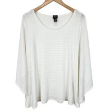 Chicos Travelers Poncho Top Size 2 Large Cream Ivory Batwing Sleeve Flowy Blouse