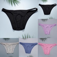Low Rise Solid Color Mens Briefs Hollow Quick Dry Comfortable Underwear