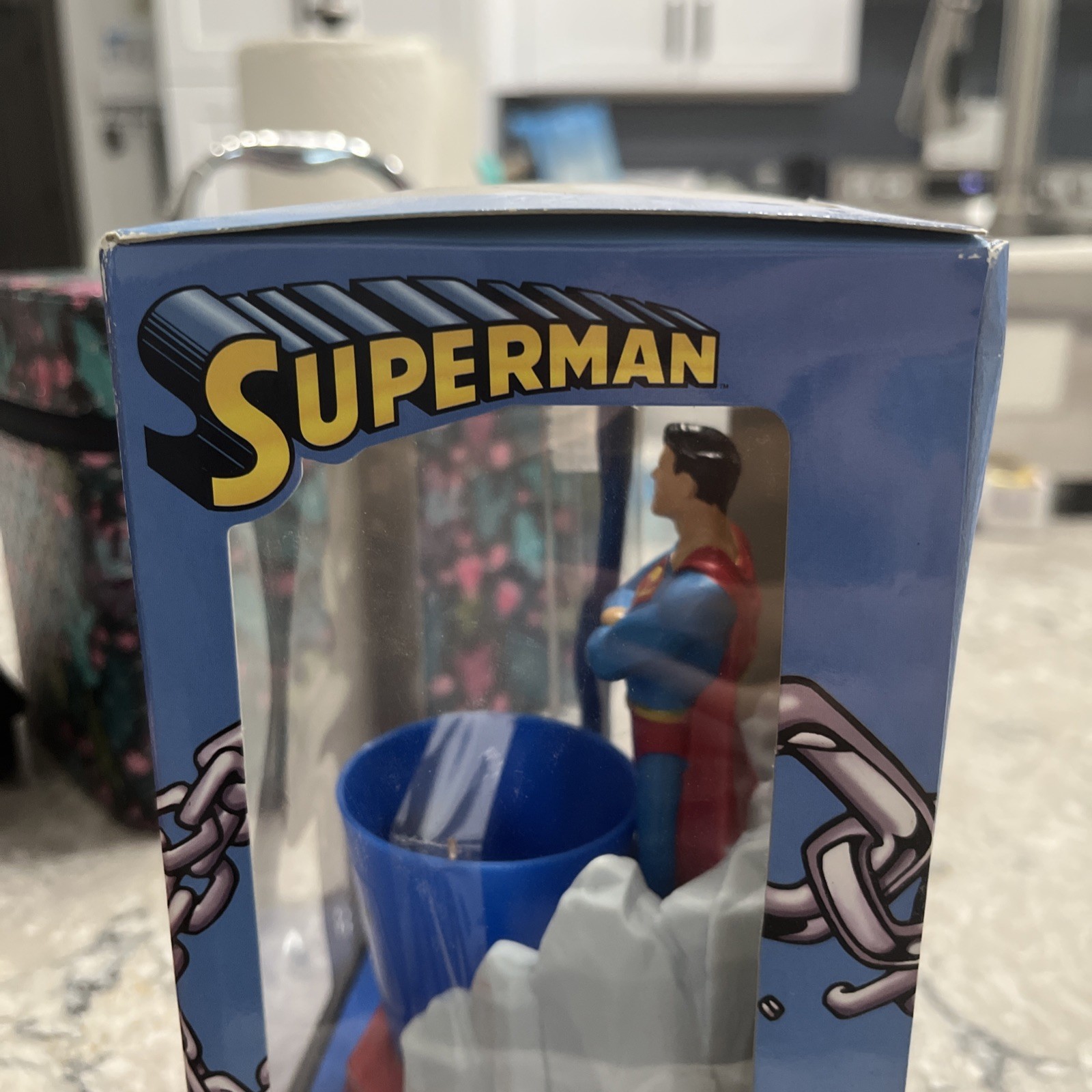 RARE Superman Toothbrush Holder, Toothbrush, and Rinse Cup. UNOPENED AND SEALED