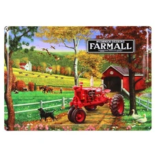 Case IH McCormick-Deering Farmall Tractor Bridge Tin Sign, 17in x 12in 42005