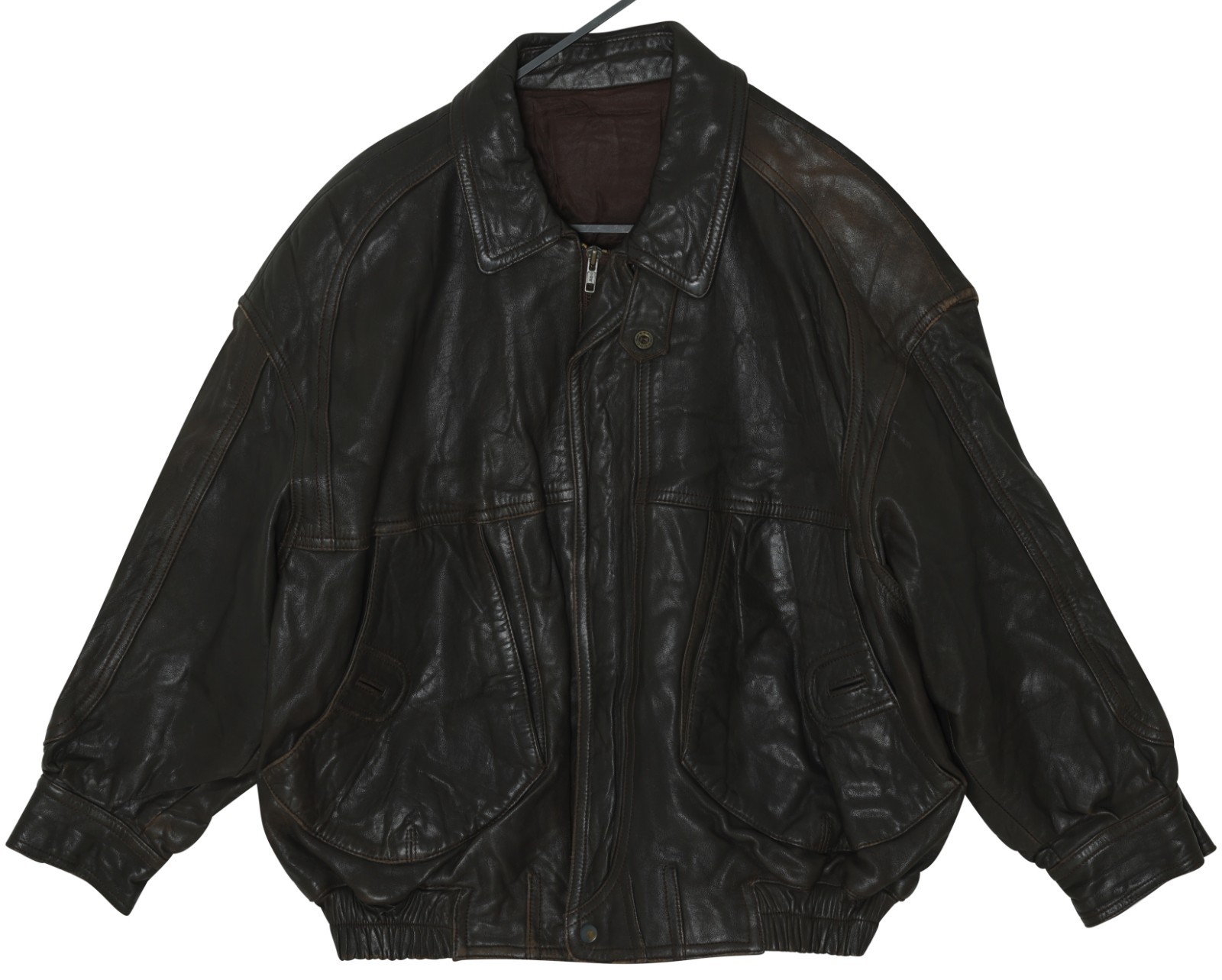 1980s–1990s Leather Bomber, Multi-Axis Panel Compression, Spanish Production